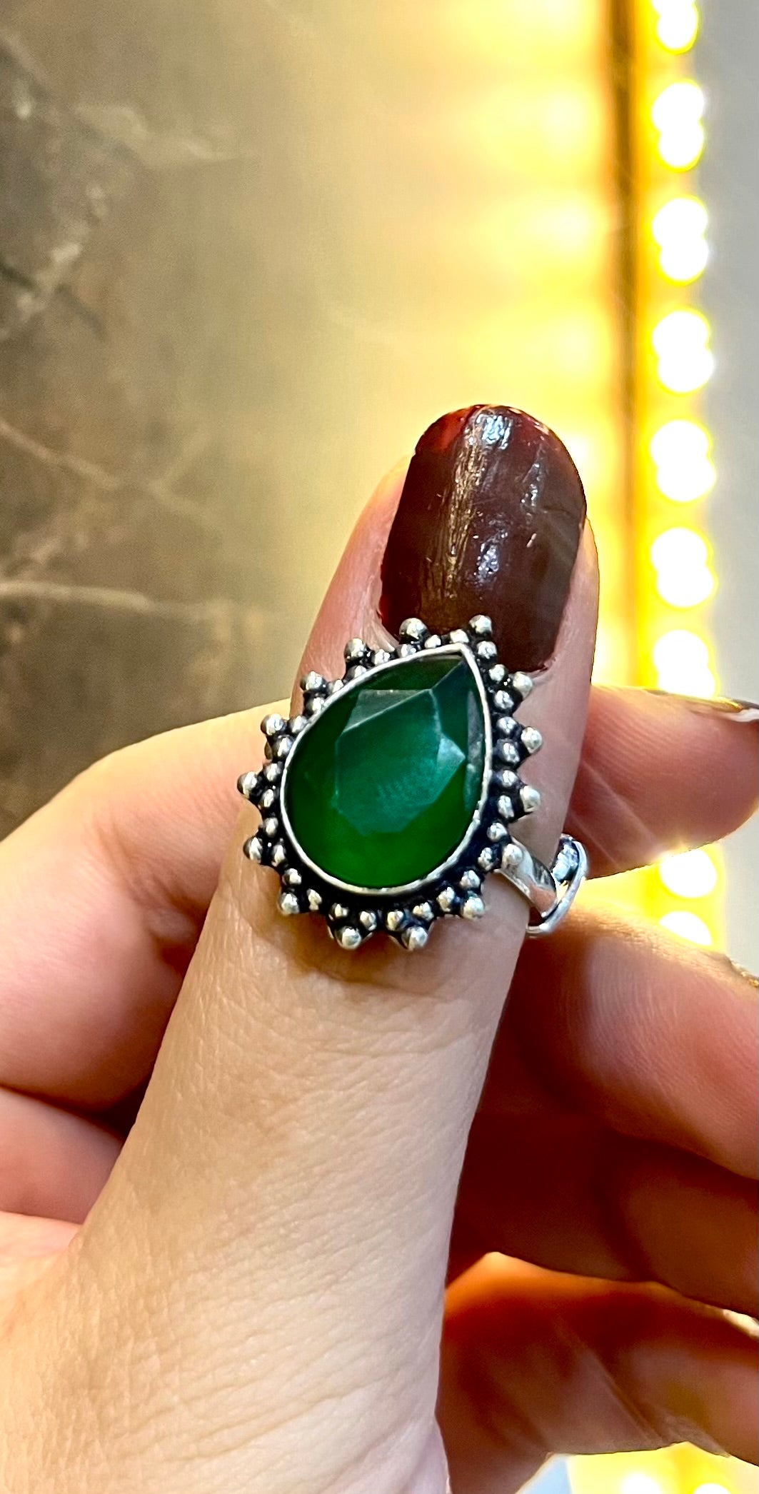 Silver Gem Stone Ring
