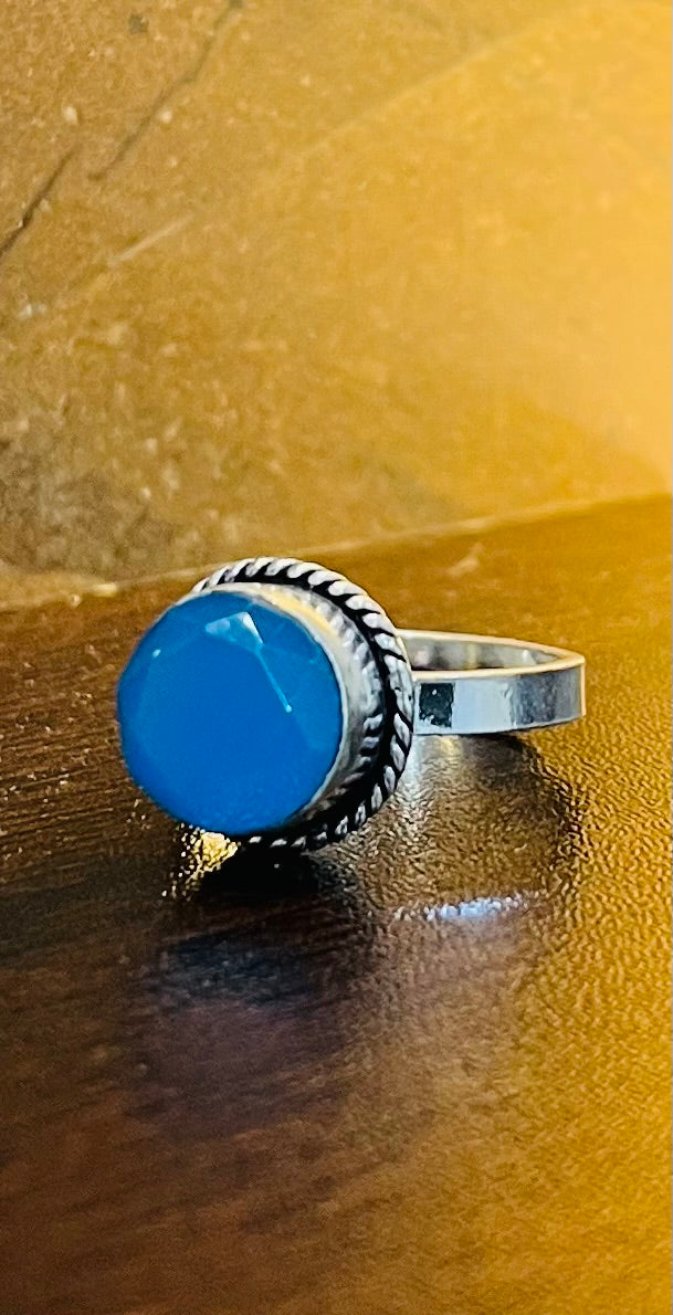 Blue Gem Stone Silver Ring