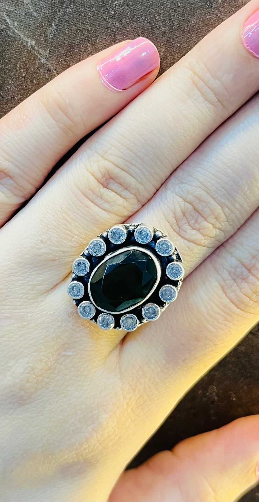 Green Stoned Silver Ring
